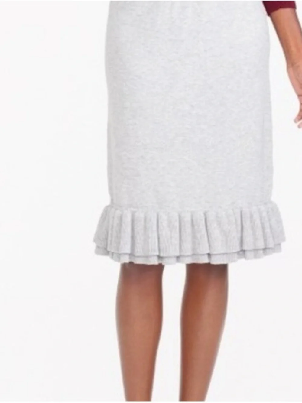 J. Crew Women’s Gray Chic Wool Blume Midi Stretch Skirt With Ruffle Size 14